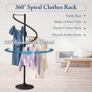 Yihe Thân Thiện Với Môi 71 Inch Xoắn Ốc Kim Loại Quần Áo Giá Giá Hàng May Mặc Kệ Hiện Đại Freestanding Cho Phòng Ngủ Và Các Cửa Hàng - Product Image 2