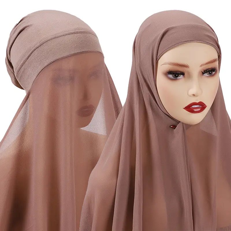 Hijab musulmán largo de gasa colorida, pañuelo con Jersey <span class=keywords><strong>interior</strong></span>, gran oferta