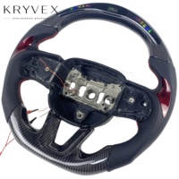 Kryvex Cuir en fibre de carbone personnalisé pour volant, couleur de couture personnalisée, logo pour Jeep Grand Cherokee Challenger