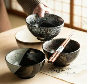 Vaisselle en céramique noire réactive émaillée en gros, bols japonais, bols à riz et à soupe en céramique - Product Image 4