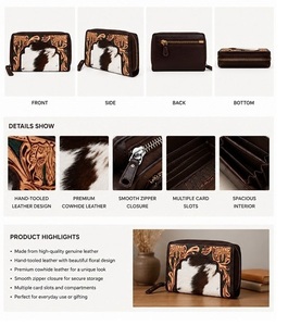 Top Selling Luxury Genuine Leather Heron Ladies <b>Wallet</b> Elegant <b>Card</b> <b>Holder</b> with Zipper Closure for Modern Women For Sale - Product Image 2