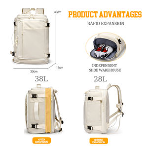 2025 sac à dos pour ordinateur portable étanche <span class=keywords><strong>Sport</strong></span> sac polochon avec compartiment à chaussures sac coréen pour fille randonnée voyage Mochila pour hommes crème - Product Image 2
