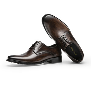 Chaussures en cuir tendance pour hommes 2026 – Chaussures habillées en cuir de vachette à bout rond, polies à la main, couleur rétro, pour mariage - Product Image 1