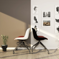 Chaises de salle d'attente pour visiteurs de bureau ergonomiques OMNI, en plastique PP durable, coussin souple, pivotantes, design moderne pour la collaboration