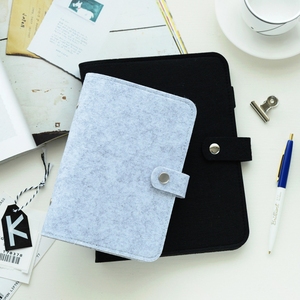 Carpeta A5 A6, 6 anillos, cubierta de fieltro, cuaderno recargable, diario de hojas sueltas, cierre de botón a presión para material escolar y de oficina - Product Image 5