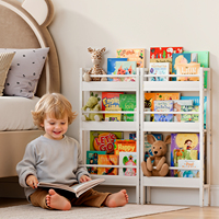 Bibliothèque étroite pour enfants avec étagères ouvertes, organisateur de jouets et de livres pour chambre d'enfant et salle de jeux, mobilier blanc pour enfants