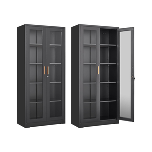 Armadietti Portadocumenti Neri a <span class=keywords><strong>Doppia</strong></span> Porta Impermeabili, Adatti per Uffici, Case, Garage, Palestre e Scuole - Product Image 1