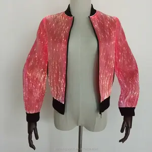 Veste lumineuse en Fiber optique Rave pour femmes, sweat-shirt lumineux à LED, veste à capuche duveteuse, vêtements, entrée LED, prix de gros