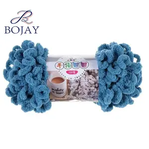 Bojay Sợi Chenille 100% Polyester Nhiều Màu Sợi Vòng Ngón Tay Thô Để Đan Móc Tay Sợi Jumbo