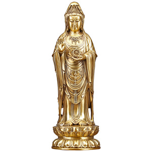 Statue Guanyin debout en laiton, artisanale, pour décoration de salon, cadeau - Product Image 4