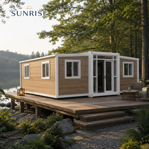 บ้านคอนเทนเนอร์แบบขยายได้ SUNRISE ดีไซน์ใหม่ ขนาด 20 ฟุต 40 ฟุต หลังคาทรงลาดพร้อมระเบียงและหลังคา - Product Image 1