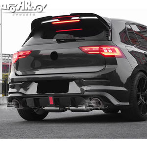 Diffuseur arrière en plastique aspect carbone style CS avec LED pour VW Golf 8 Golf8.5 GTI/R Line/GTE, sortie d'échappement simple gauche/droite - Product Image 3