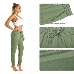 Pantalones deportivos transpirables para mujer, con bolsillos laterales, para hacer ejercicio al aire libre, pantalones de chándal de algodón para gimnasio y fitness, en venta en línea. - Product Image 3