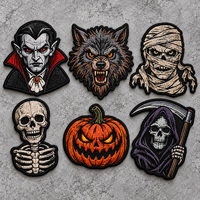 Patchs APEX Halloween, broderie 3D, patch personnalisé avec logo de marque, motif en satin, broderie d'usine pour vêtements