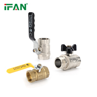 IFAN OEM Vanne à boisseau sphérique à long manche filetée forgée Vanne d'eau de plomberie manuelle NPT Vanne en laiton à gaz papillon de 1/2 pouces
