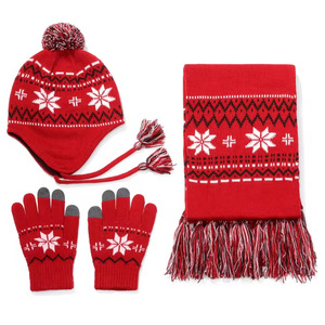 Ensemble bonnet, écharpe et gants d'hiver à motif animal, <span class=keywords><strong>coffret</strong></span> <span class=keywords><strong>cadeau</strong></span> de Noël, ensemble de bonnets tricotés pour femmes - Product Image 2