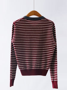 Tendance 2025 A/W nouveau cachemire <span class=keywords><strong>laine</strong></span> industrie lourde perlée élégant col en v rayé <span class=keywords><strong>pull</strong></span> en tricot pour les femmes - Product Image 5