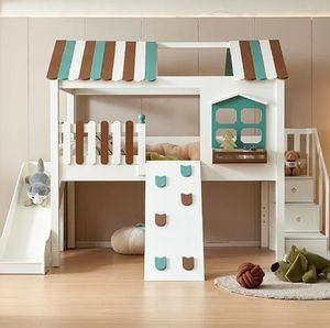 <span class=keywords><strong>Lit</strong></span> en bois massif pour enfants demi-hauteur avec <span class=keywords><strong>bureau</strong></span> et armoire intégrés pour garçons ou filles - Product Image 3