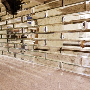 Custom Cut Size Shape <b>Square</b> Golden Bronze Bevelled Edge <b>Mirror</b> Tiles for Modern Wall Deco - Product Image 3