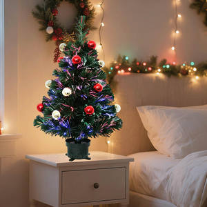 Árbol de Navidad Artificial de Mesa de 90 cm Preiluminado con Fibra Óptica de PVC, Decoraciones Ecológicas con Bolas Bobo para Fiestas en Casa - Product Image 5