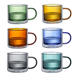 แก้วกาแฟสองชั้นแบบพกพา ขนาด 250 มล. สีสันทันสมัย ดีไซน์สวยงาม ผลิตด้วยมือ เหมาะสำหรับเป็นของขวัญทางธุรกิจ ใช้ในร้านกาแฟ มีจำหน่ายแล้ว ใช้ซ้ำได้ ปลอดภัยสำหรับอาหาร - Product Image 6