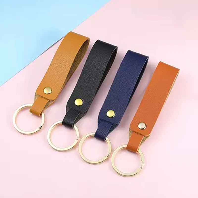 Atacado personalizado em branco preço de Fábrica barato PU de couro tag chave keychain para a promoção