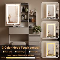 Miroir de coiffeuse à éclairage LED, 3 modes d'éclairage, luminosité réglable, table de maquillage, 4 tiroirs, chambre/salon