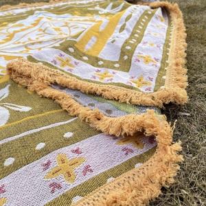 Customized 100% Recycled Cotton Woven Throw Blanket Outside <strong>Picnic</strong> <strong>Rugs</strong> - Product Image 4