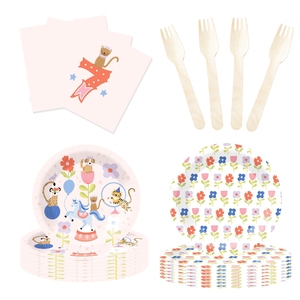 Juego de Vajilla Desechable DAMAI con Temática de Circo, Platos con Adorables Diseños de Animales, Platos, Vasos y Servilletas de Papel para Fiestas Infantiles - Product Image 4