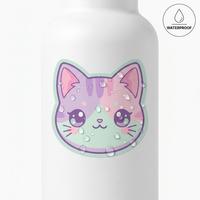 Pegatinas de Vinilo de Gatos Anime Kawaii, Calcomanías Personalizadas con Logotipo de Animales, para Empresas Pequeñas y Regalos de Papelería
