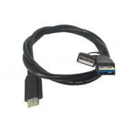 Cable divisor en forma de Y USB3.0 AM Micro USB3.0 macho-macho de doble puerto, de cobre puro, para carga y transferencia de datos de discos duros de computadora (Negro)