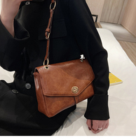 Tas Selempang Wanita Gaya Retro Bahan Kulit PU Lapis Lilin, Kunci Putar, Penyimpanan Multi-Lapisan, Tas Tangan Wanita Kasual untuk Jalan-Jalan