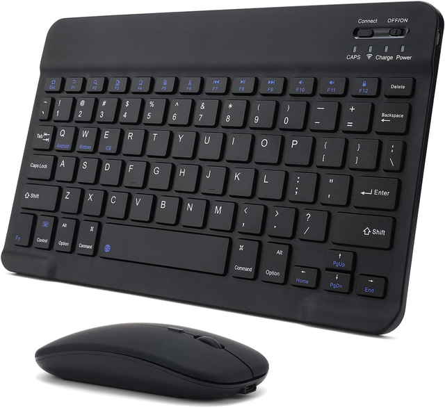 Rechargeable Bluetooth Keyboard and Mouse Combo for iPad Pro Air Mini iPhone Samsung Tablet Cell Phone Android, IPadOS/iOS 13