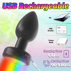 LED 라이트 G-스팟 항문 플러그 실리콘 항문 진동 전립선 마사지 원격 제어 남성과 여성을위한 성인 섹스 토이 블랙 - Product Image 4