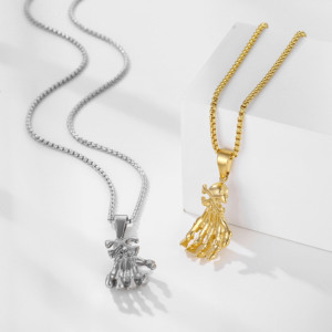 Bijoux moulés à la mode or 18 carats argent Hiphop Statue de la liberté en acier inoxydable pharaon égyptien crâne main pendentif collier à breloques - Product Image 6