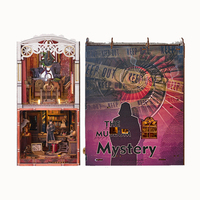 IIECREATE DIY Kit de bibliothèque miniature écologique à piles à l'échelle 1:24, puzzle en bois 3D, accessoires pour maison de poupée, étagère