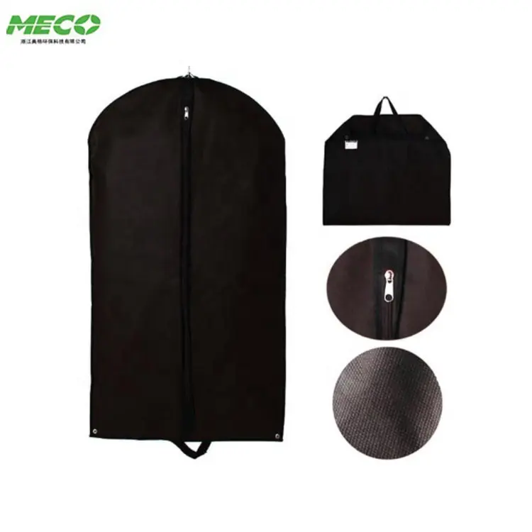 Siyah toz geçirmez askı ceket kapağı, depolama konfeksiyon takım elbise giysi çantası, takım elbise taşıma torbaları