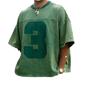 Camiseta Personalizada para Hombre, Impresión Serigráfica, Ecológica, Lavado Ácido, Estilo Vintage, Algodón Grueso de 180g, Manga Corta, Corte Holgado - Product Image 1