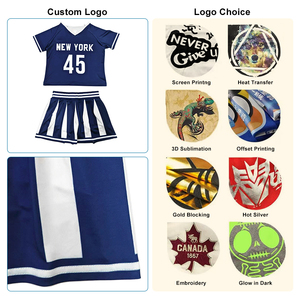 Conjuntos de Uniformes de Animadoras con Falda Mini para Práctica de Baile para Mujeres y Niñas, con Logotipo Personalizado para Fiestas Escolares, 100% Poliéster - Product Image 3