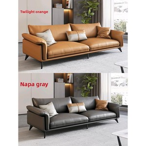 Sofá de Oficina de Cuero Genuino con Estructura de Madera de Palisandro, Diseño Minimalista, un Solo Asiento para Recepciones Empresariales; Ideal para Esperas de Clientes en Oficinas de Jefes - Product Image 3