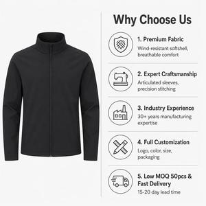 Men's Long Stand Collar Softshell <strong>Jacket</strong> Four Way Stretch Waterproof Windproof Breathable Lightweight Outdoor Casual Streetwear - Product Image 6