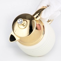 Carafe à miel en forme de pot de miel RTS, bouton diamanté, 1.0 litre, revêtement doré, corps en verre, carafe à vide
