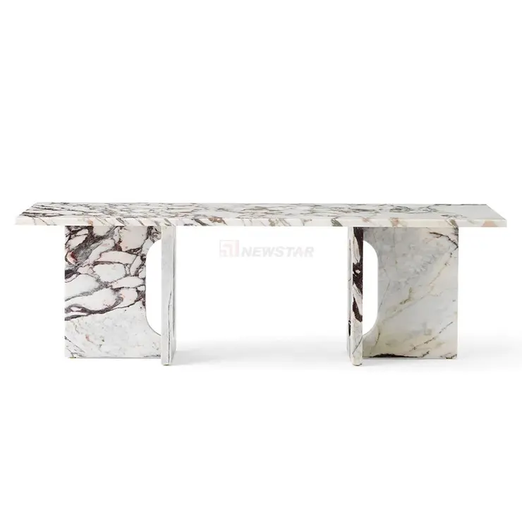 Mesa de jantar em pedra natural retangular de fabricação de fábrica, conjunto de 8 cadeiras, mesa de jantar de luxo polida