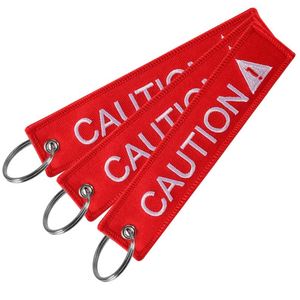 CAUTION Embroidered Motorcycle Keychain, Custom Logo <b>Key</b> <b>Tag</b> for Riders, Promotional Gifts for Auto and Moto Brands - Product Image 1