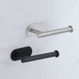 Dispensador de Toallas de Papel Adhesivo de Acero Inoxidable Negro Satinado Moderno y Duradero para Montar en la Pared, para Uso en Cocina y Baño - Product Image 1