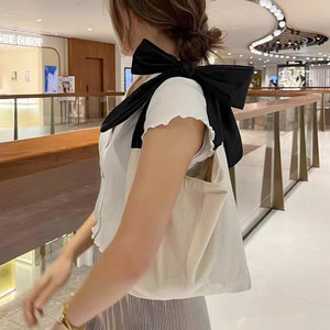Bolso de Mano con Lazo Dulce y Sencillo para Niña, Bolso de Hombro de Lona con Gran Capacidad - Product Image 1