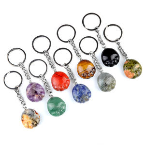 Llavero de Acero Inoxidable con Piedra de Jaspe Rojo Natural y Ágata, Colgante de Pata de Oso, Regalo para Parejas, Mujeres y Niñas - Product Image 1