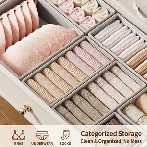 Boîte de rangement pliable en <span class=keywords><strong>tissu</strong></span> cationique pour sous-vêtements de chambre à coucher, organiseur de t-shirts pour tiroirs de bébé, séparateur de vêtements - Product Image 5