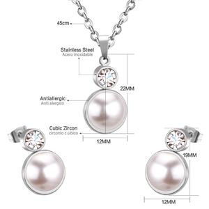 Latest Jewelry Design Charm Zircon <b>Pearl</b> Jewelry <b>Set</b> Stainless Steel Jewelry Pendant <b>Necklace</b> <b>and</b> <b>Earrings</b> <b>Set</b> for Women - Product Image 4