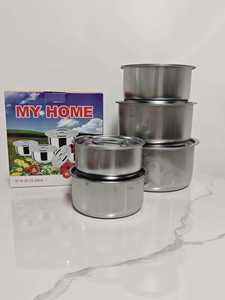 5 יחידות סיר בישול נירוסטה עם מכסי סירים רב תכליתיים כלי בישול למטבח עיצוב מודרני ופשוט עמיד בפני חלודה - Product Image 3